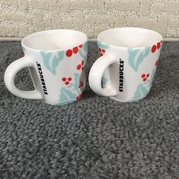 Set Of 2 Starbucks Festive Flora Cherry Ceramic‎ - Picture 1 of 3